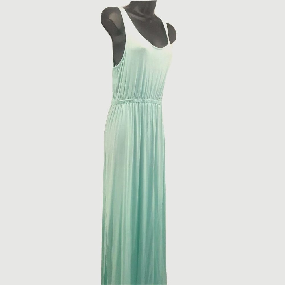 NWT Francesca's Maxi Dress Green Knit Semi Sheer Juniors Size Large Pastel